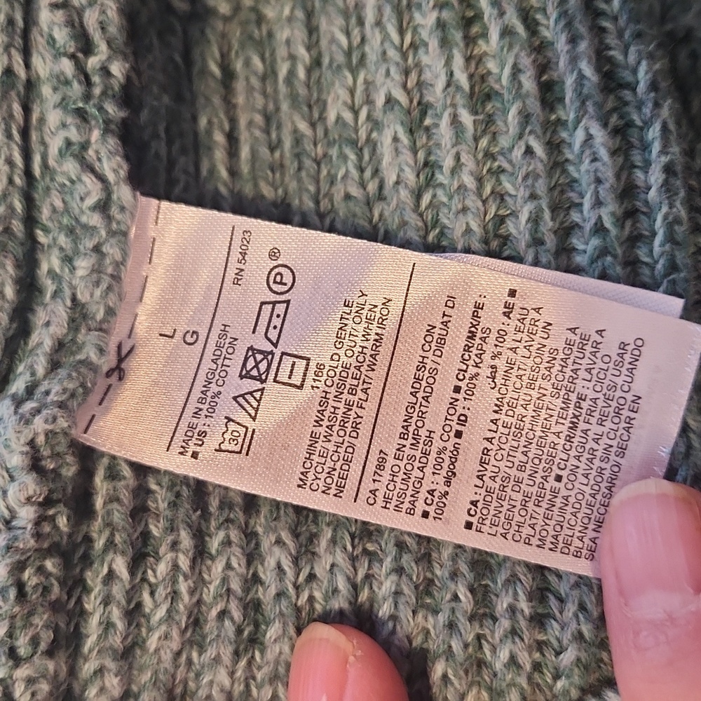 Old Navy Men's Teal Crewneck Rollneck Green Ribbed Sweater Size L 100% Cotton - Picture 9 of 13